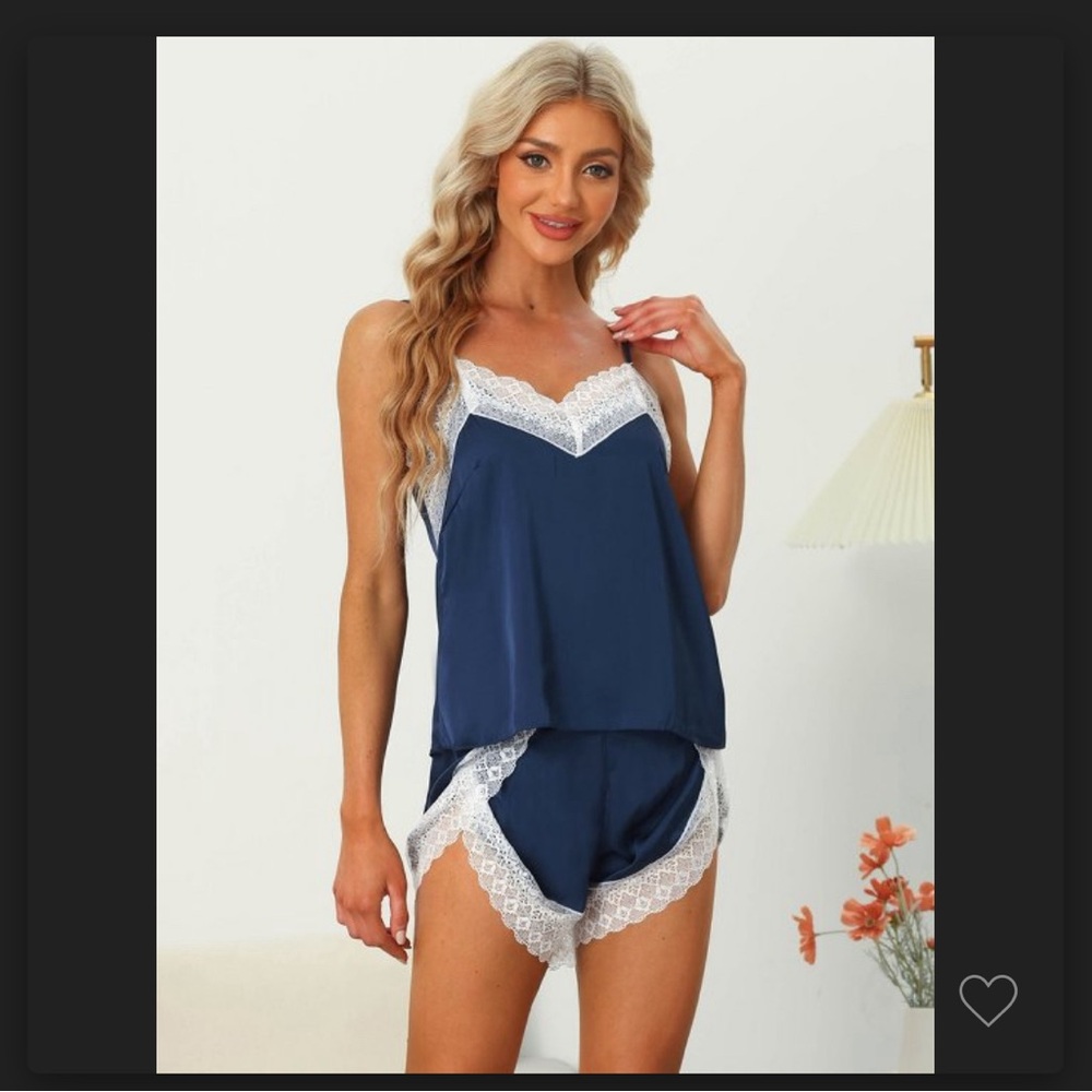 NWT Target Chinese Satin Navy Pajama Short Lounge Set NWT